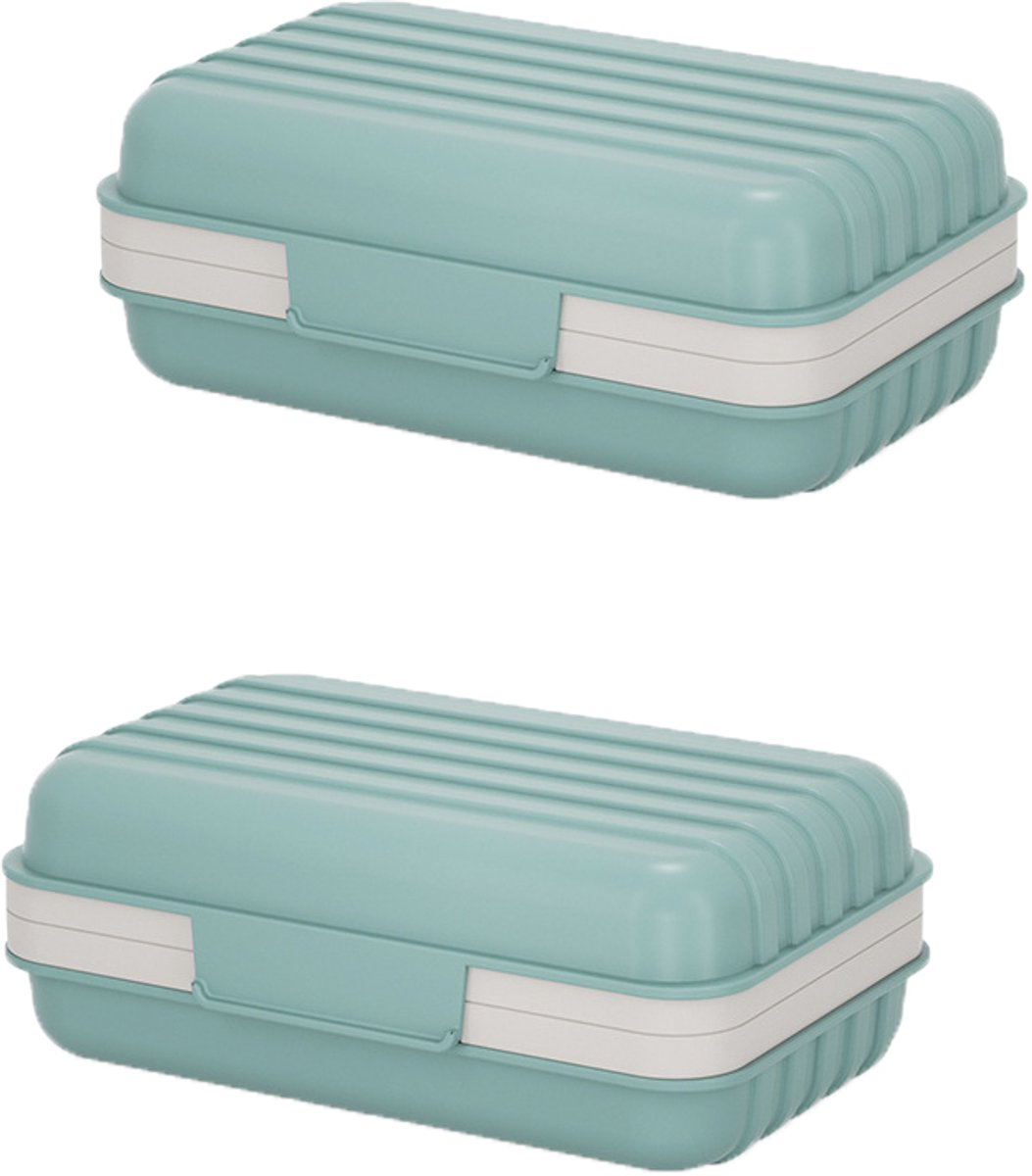 longziming -Reiszeepdoosje met Ingebouwd Zeephouder - Waterdicht en Draagbaar, Ideaal voor Reizen, Camping en Badkamer, Met Deksel en Afvoerbak (Matblauw)