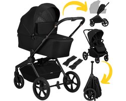 Lionelo Freya 2in1 Kinderwagen – Reiswieg & Wandelwagen – Vanaf Geboorte tot 22 kg – Premium Buggy - PU-Wielen met Vering – Voor- & Achterwaarts Zitje – UPF50+ Kap – Compleet Accessoiresysteem