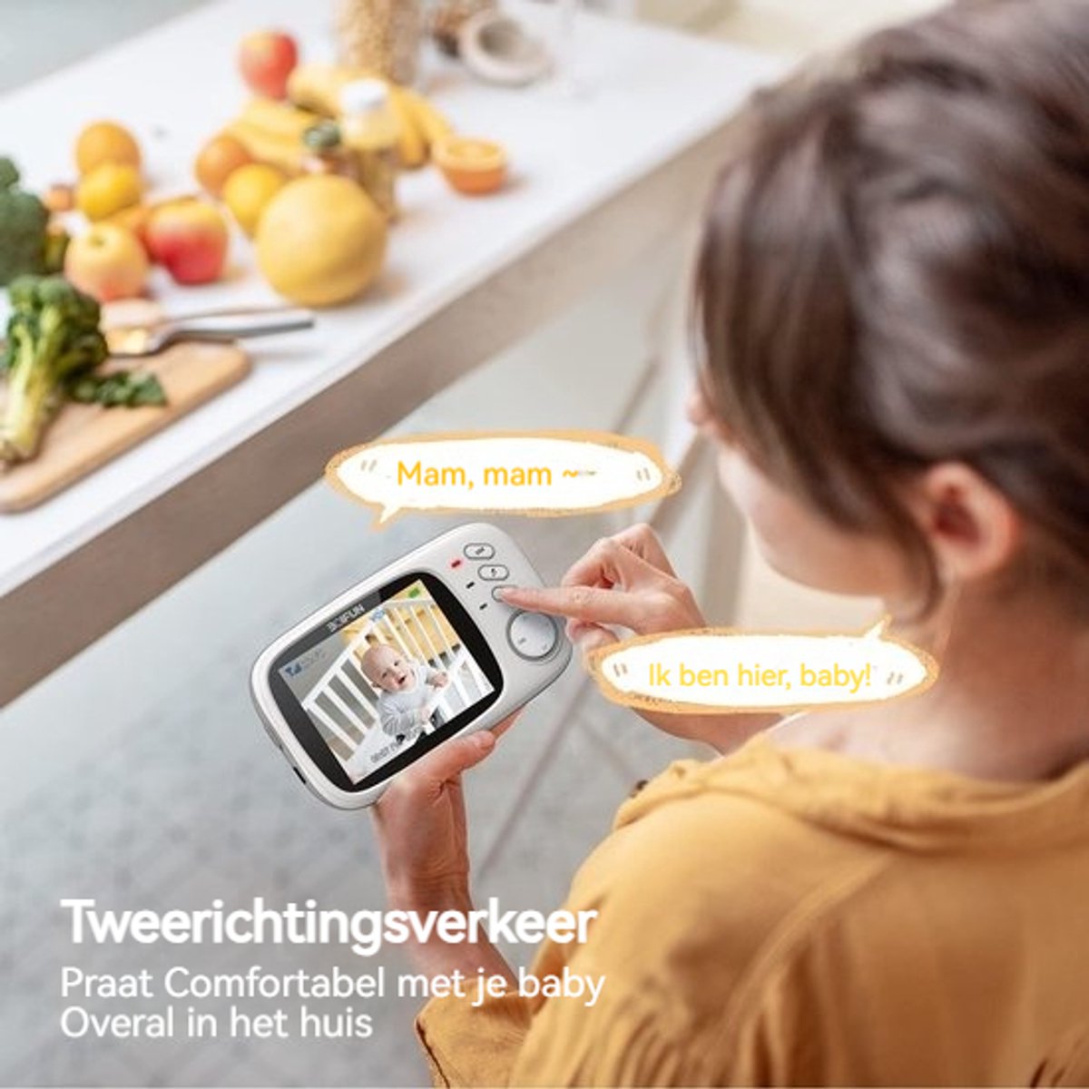 BOIFUN VB616 Babyfoon - Babyfoon met 2 Camera - Groot 4 Inch HD Baby Monitor - Video & Audio - met Slimme Functies - Baby Camera – foto 4