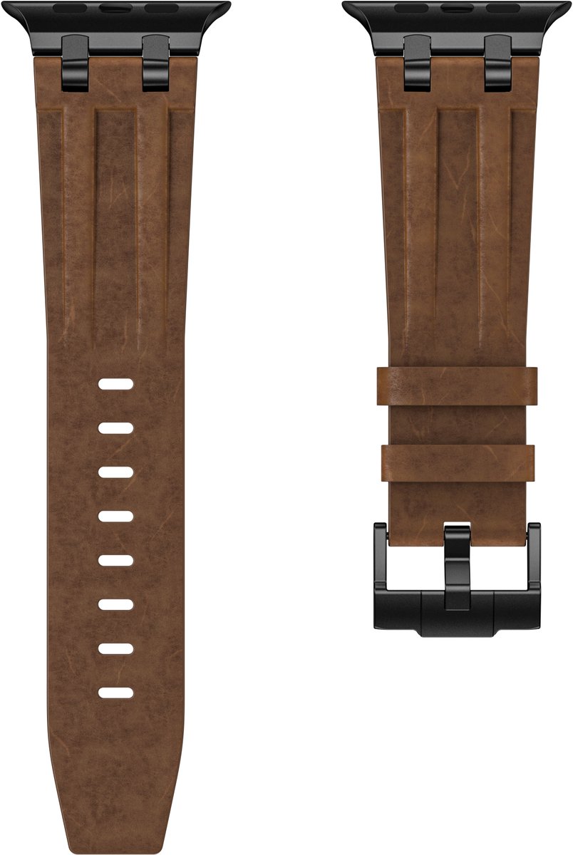 Apple Stravo Vintage Leren Horlogebandje - Echt Leer Retro Bandje voor Apple Watch 46mm (Series 10/11) / 45mm (Series 7/8/9) / 44mm (Series 4/5/6/SE) / 49mm (Ultra 1/2/3) thumbnail 3