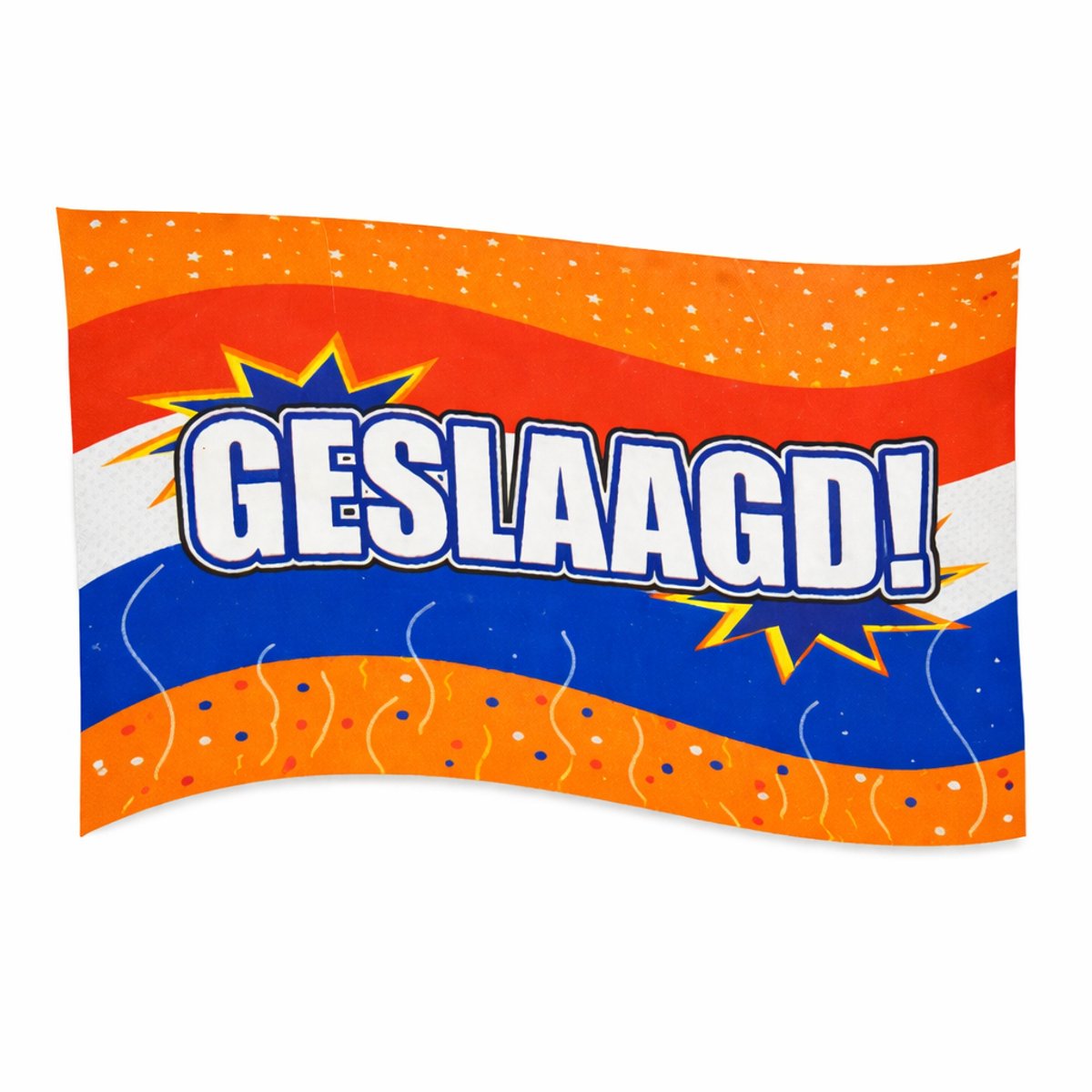 Gevelvlag Geslaagd – 90x60 cm – Geslaagd Vlag voor Huis – Examen Vlag – Geslaagd Decoratie – Oranje Blauw Wit