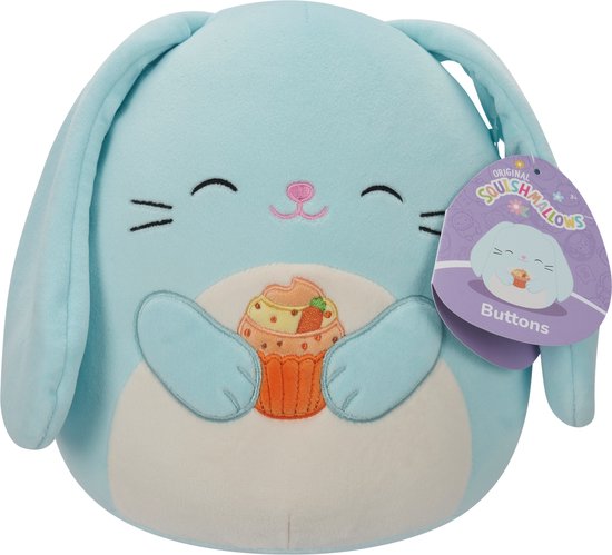 Squishmallows - Little Plush - (Buttons - Blue Bunny W/White Belly Holding Carrot Cupcake) - 19cm Plush
