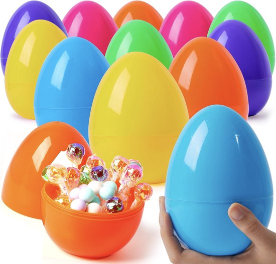 6x Jumbo Oeufs de Pâques Jumbo 6 Inch | Oeufs de Pâques Plastique Colorés Rechargeables | Oeufs Vides pour Jeu de Pâques, Surprise, Speelgoed pour Tout-petits & Fêtes d'Enfants
