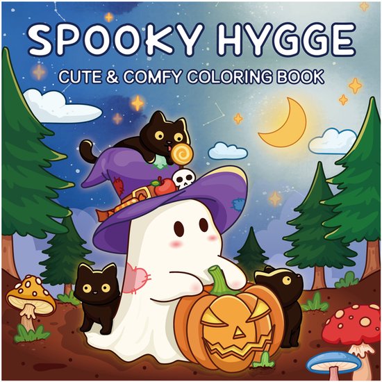 Spooky Hygge - 40 Schattige vellen kleurboek - Voor kinderen en volwassenen - Halloween kawaii stijl dieren - Cute & comfy coloring book bold & easy
