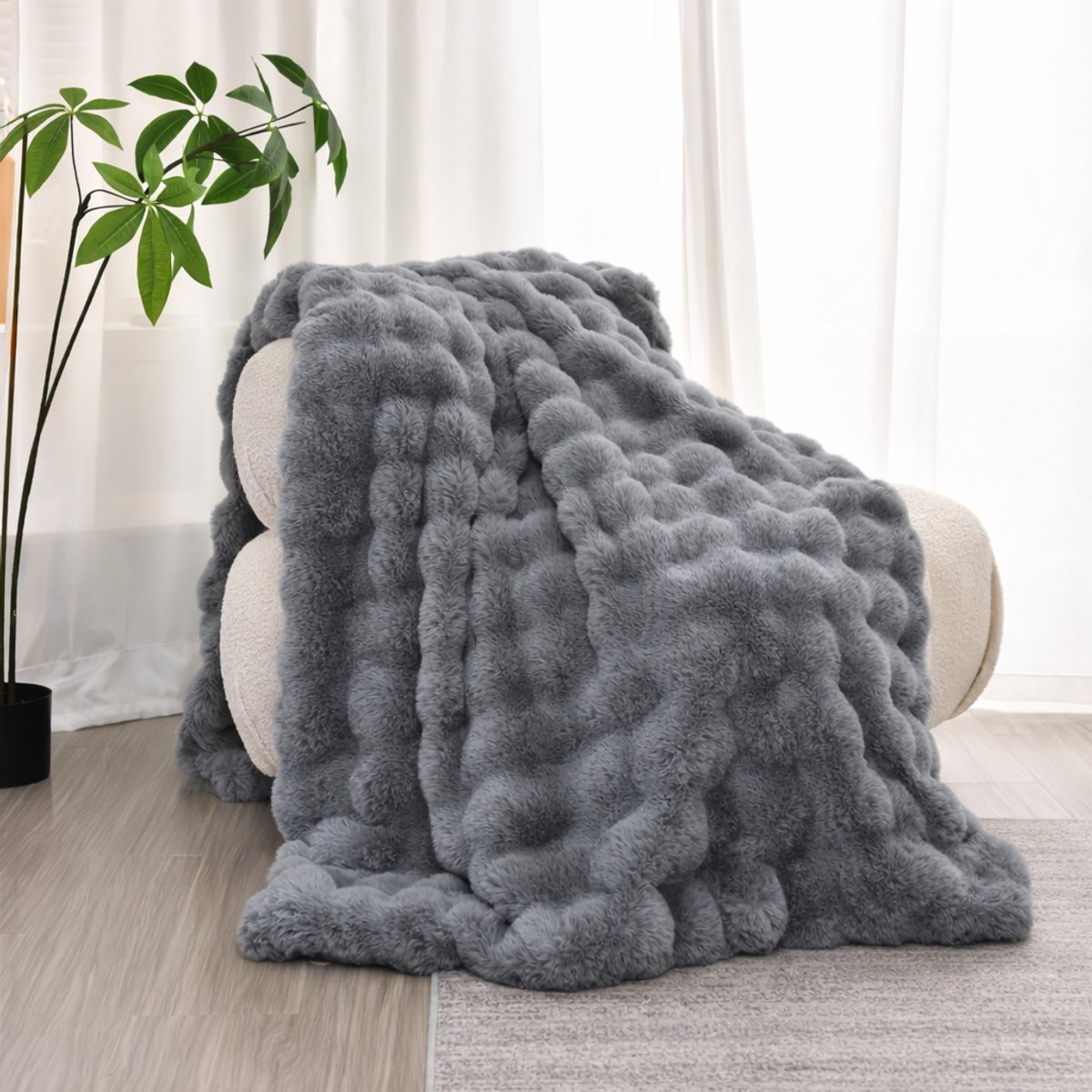 Signature 730 Fleece Deken 160x200 cm – 730 GSM Extra Dik – Luxe Zwaar & Ultra Zacht – Voor Bank en Bed - Donkergrijs