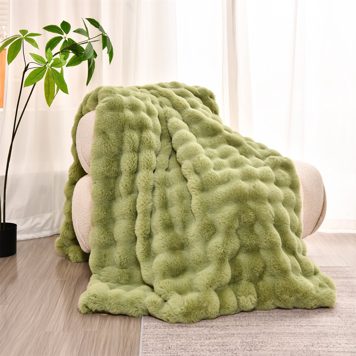 Signature 730 Fleece Deken 160x200 cm – 730 GSM Extra Dik – Luxe Zwaar & Ultra Zacht – Voor Bank en Bed - Groen