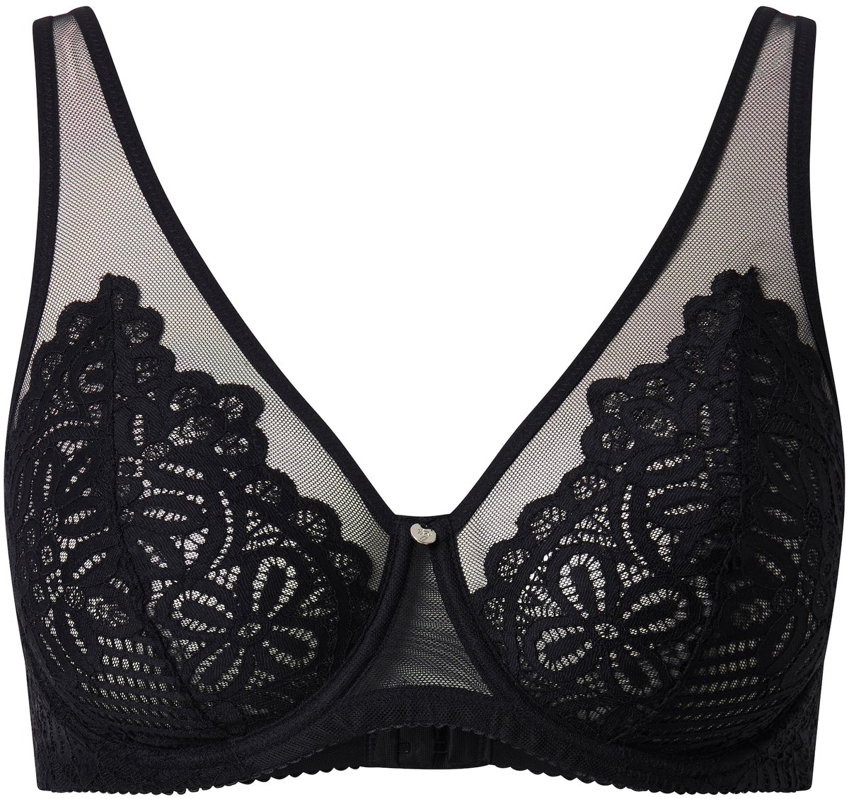 TruYou - Dames - Beugel BH kant mesh bandjes - Zwart - Maat 100D