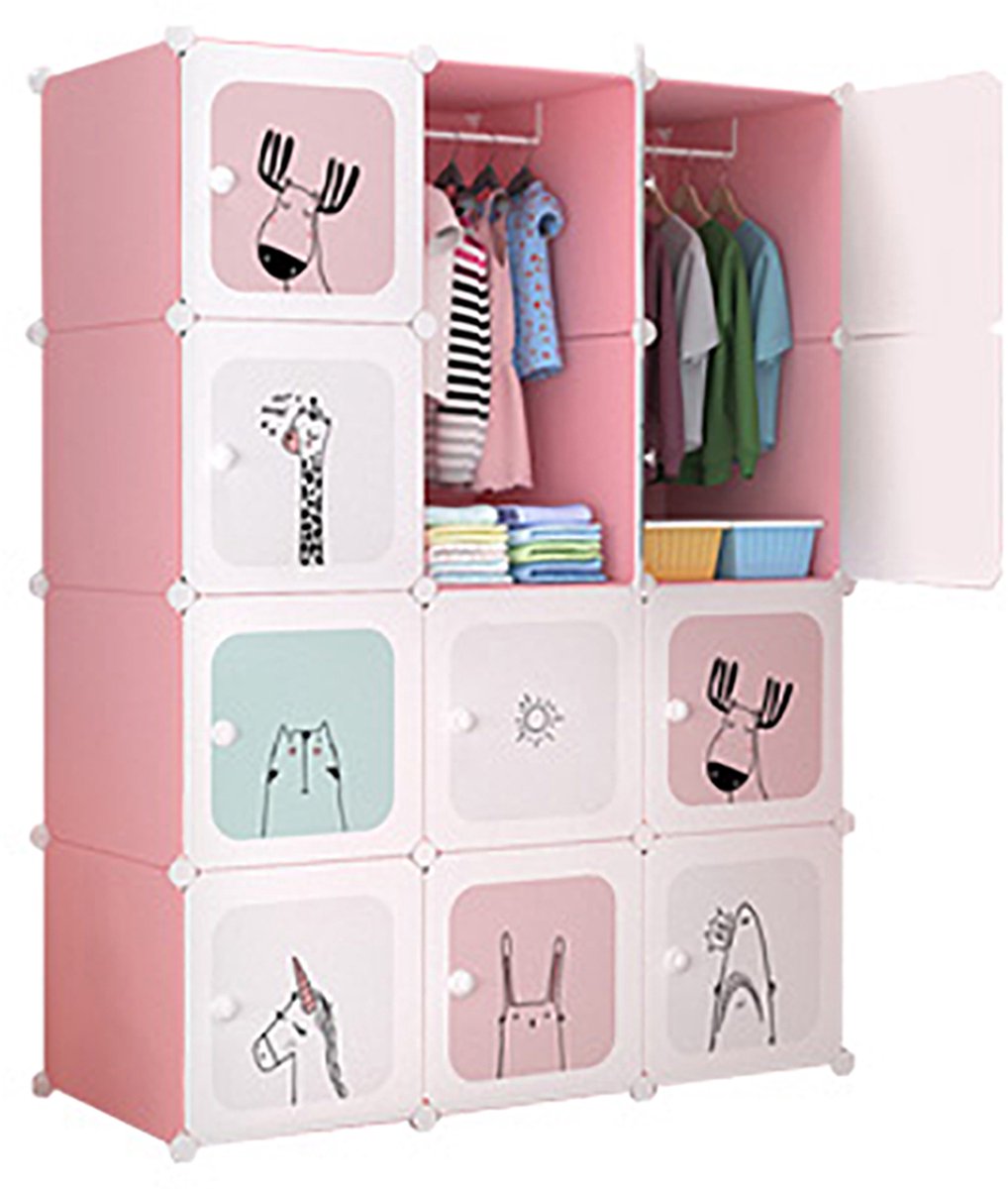 Modulaire Kledingkast - Opbergkast met Hang- en Leggedeelte - 111x47x147 cm - roze