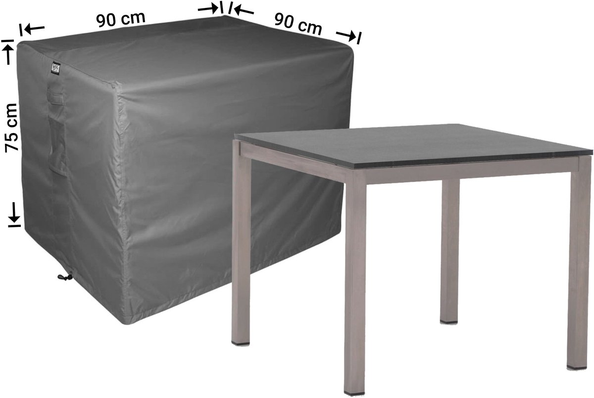 Raffles Covers Beschermhoes tuintafel - 90 x 90 H: 75 cm - D-RT90 - Waterdicht - Ademend - UV-bestendig - Elastisch rijgkoord - Beschermhoes tuinmeubelen