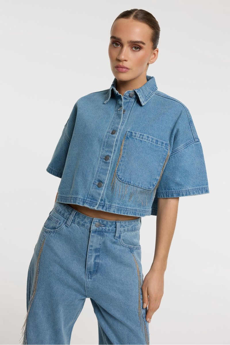 Refined Department Jas Adeline Oversized Denim Fri R2603971930 200 Light Blue Dames Maat - XL