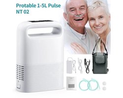 Zuurstofconcentrator – Draagbare Zuurstofapparaat – Ademhalingshulpmiddel – Oxygen Machine – Pulserende Zuurstofstroom – 1-5 L/min – Lichtgewicht 2,2 kg – 3-4 Uur Batterijduur