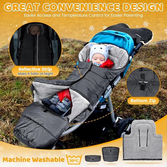 Voetenzak voor Kinderwagen - Waterdicht, Verstelbaar, Anti-Slip - Donkergrijs — afbeelding 3