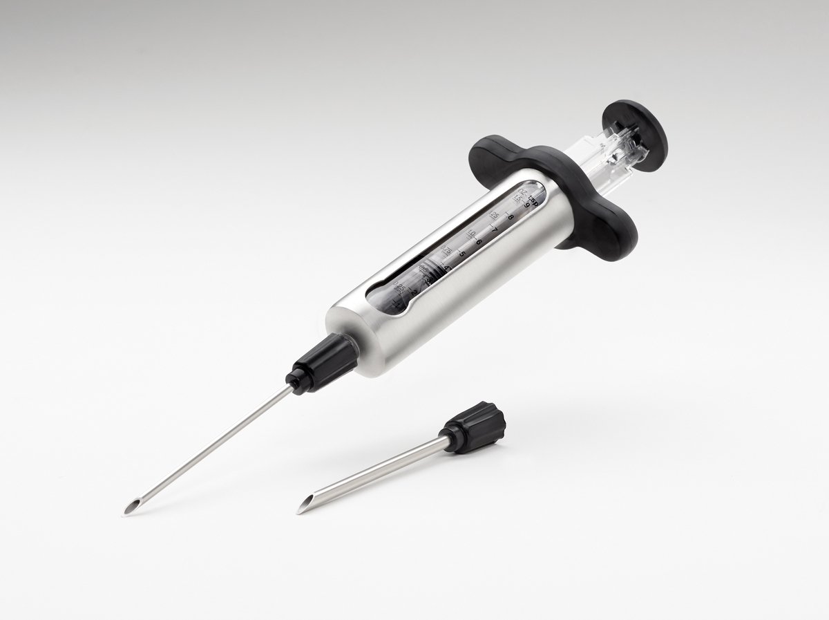 RVS marinade injectiespuit met 2 naalden