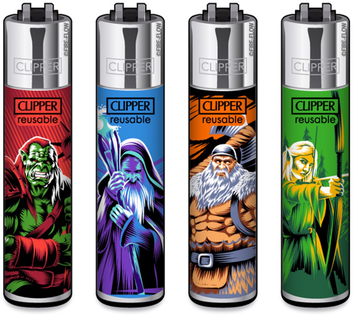 Clipper aansteker - Fantasy Worriors - CP11 (4 stuks)