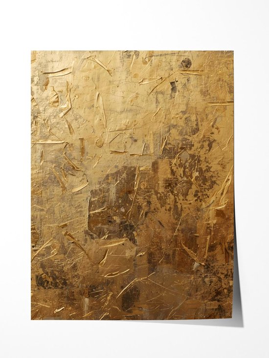 Gouden Textuur Verfwerk - Poster 100x150 cm sfeervolle wanddecoratie voor woonkamer en slaapkamer - Premium papier - Zonder lijst