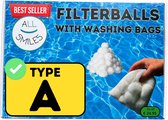 Zwembadfilter A - Polysphere Filterbollen - Geschikt als Intex Type A Filter voor Zwembadfilterpomp - All Smiles Filtercartridge - Model 2026 - Vernieuwde Set met 3 Waszakken