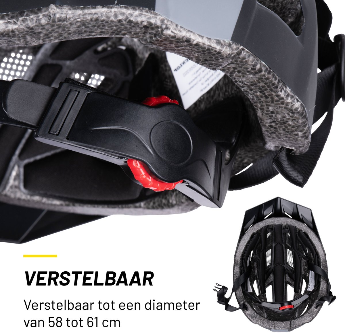 Dunlop Fietshelm - Mountainbike Helm - Maat L - Verstelbaar 58-61cm - LED Verlichting - Zwart – foto 5