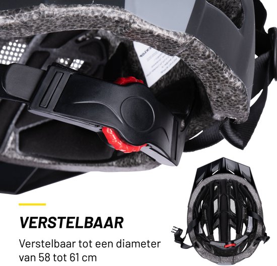 Casque de vélo Dunlop - Réglable de 58 à 61 CM - Taille L - avec LED- Siècle des Lumières - Mode 3 lumières - Zwart