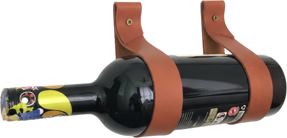 Mémoire® Anello Wijnrek voor één Fles – Luxe Leren Wandhouder voor Wijnflessen – Minimalistisch Wijnrek voor Aan de Muur – Stijlvolle Verticale Wijnpresentatie – Ruimtebesparend Design – Perfect voor Woonkamer, Keuken en Wijnliefhebbers