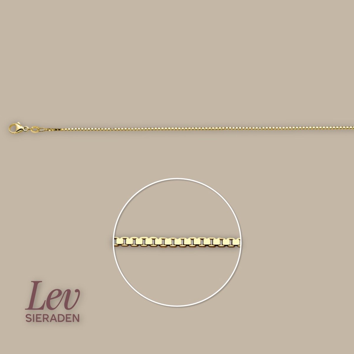 Lev Sieraden - Verguld 925 zilveren collier venetiaans schakel van 1,3 mm 50 cm - Goud kleurig - Dames ketting