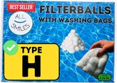 Zwembadfilter H - Polysphere Filterbollen - Geschikt als Intex Type H Filter voor Zwembadfilterpomp - All Smiles Filtercartridge - Model 2026 - Vernieuwde Set met 3 Waszakken