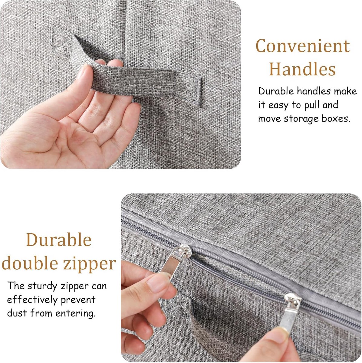 Opbergdozen met Deksel - Opvouwbare Deken Opbergzakken voor Kleding en Schoenen - Stijlvolle Organisatiebakken - 2 Stuks, Grijs (45x35x25cm) — cadeau in Cadeau-ideeën - foto 6