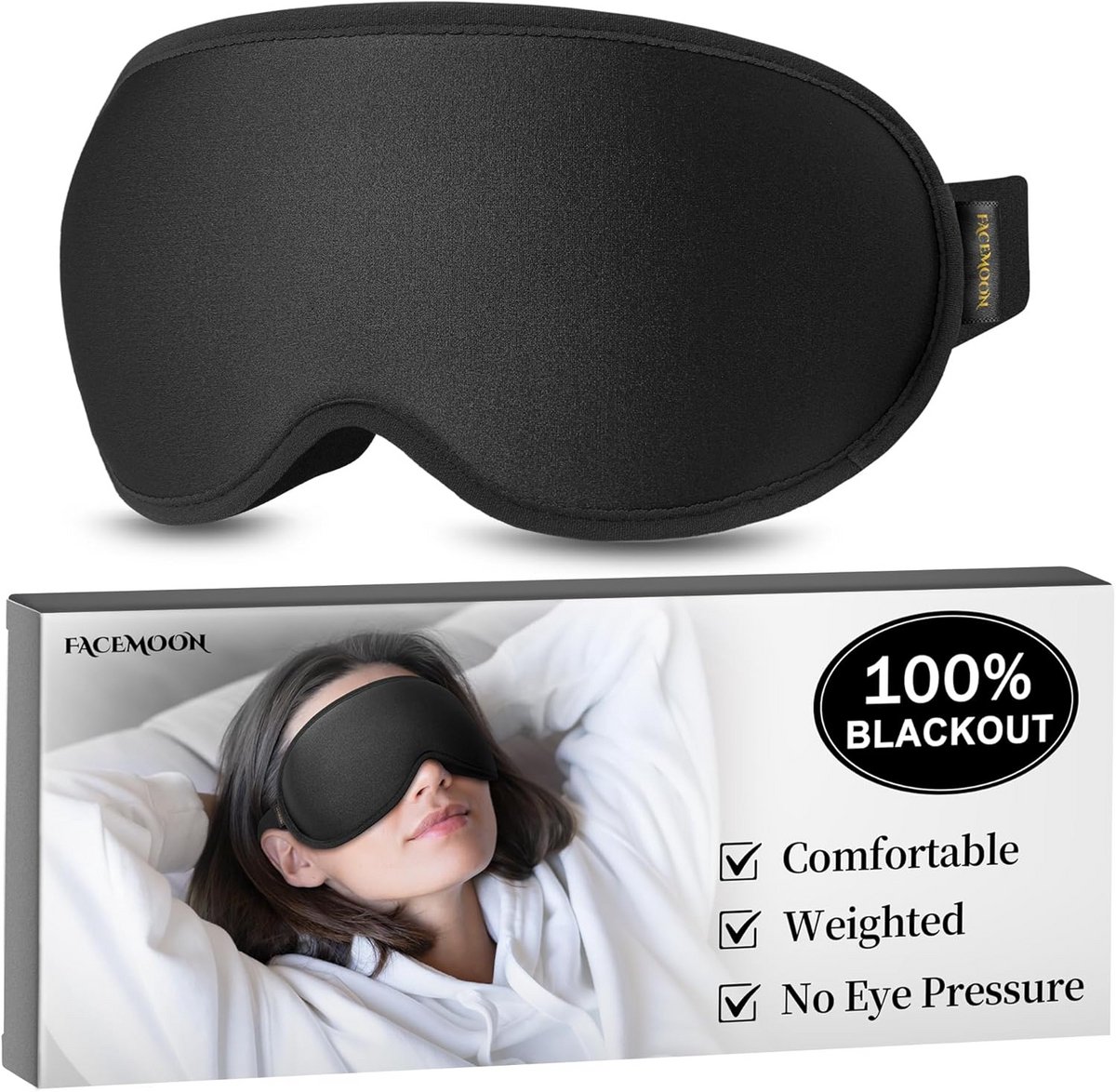 Verduisterend 3D Oogmasker met Oordopjes - Zacht en Verzwaart voor Ontspanning en Hoofdpijnverlichting