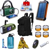 Noodpakket voor thuis & outdoor - Alles in één rugtas - Voor oorlog, stroomuitval en rampen - Noodradio 10000 mAh - Powerbank - Opwindbare zaklamp - Noodkaarsen - Waterfilter - Noodpakket voor thuis 72 uur
