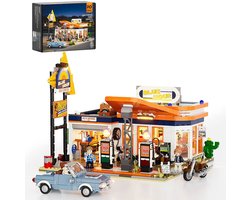 Lumibricks Gas station Bouwpakket - Met LED verlichting - Miniatuur huisjes - DIY modelbouw met 1608 bouwstenen - Bouwpakketten volwassenen - Bouwdoos L9065