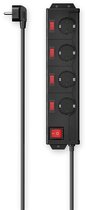 Hama Stekkerdoos - 4-voudig - 1,4m kabel - 90gr - afzondelijk schakelbaar - Zwart
