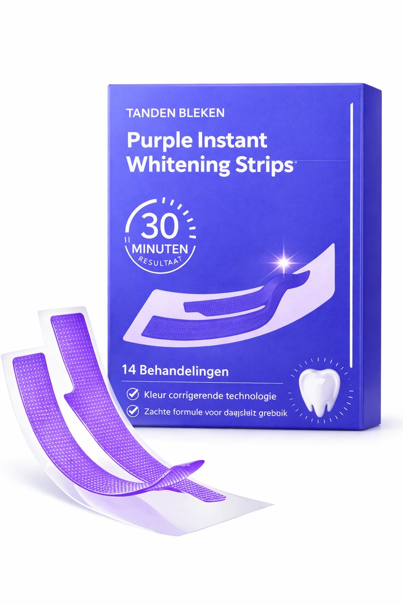 Tandenbleek Strips - Purple Instant Whitening - 14 Behandelingen - 30 Minuten Tanden Bleken Kit