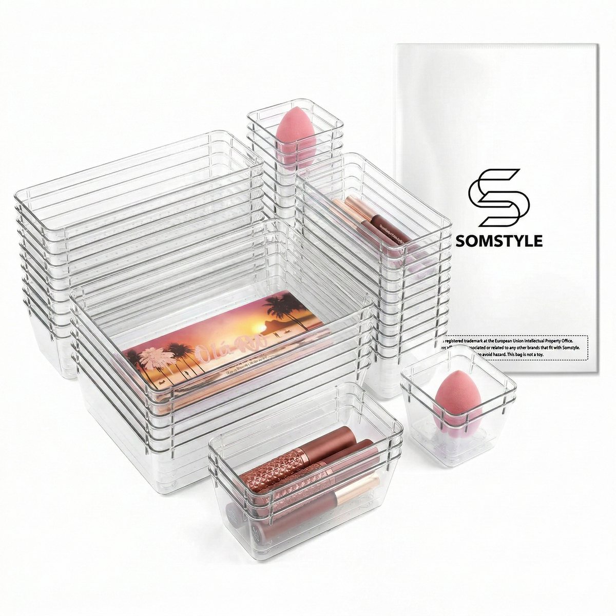 Somstyle Lade Organizer Bakjes - 44 Stuks - Bureau Accessoires - Keukenkast Ladeverdeler - Make Up Opbergbakjes - Transparant — cadeau in Cadeau-ideeën - foto 7