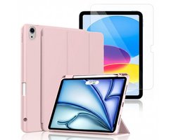 Hoes en Glas Geschikt voor Apple iPad 2025 (A16) & 2022 10e Gen - Roze - Casemania Smart Cover & Glazen Screenprotector