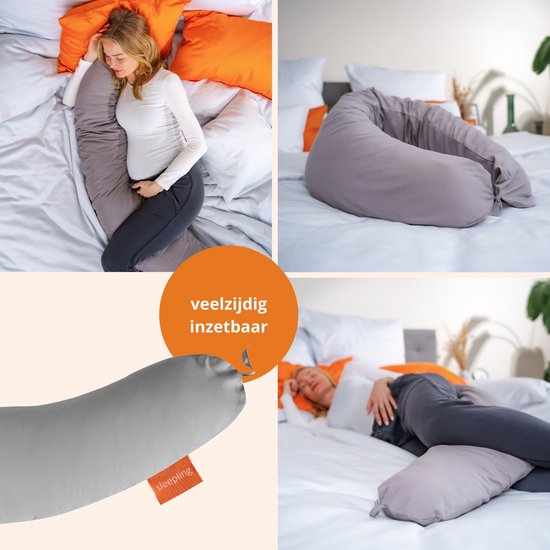 sleepling voedingskussen 40 x 190 cm, zwangerschapskussen lang, positioneringskussen, 100% microvezel, wasbaar op 60 graden, Ökotex, grijs van Merkloos — afbeelding 5