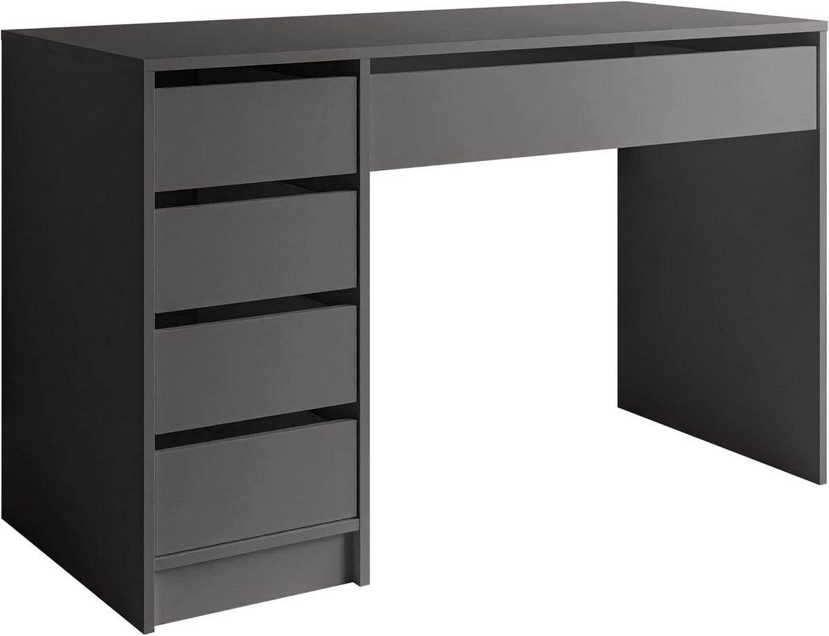 Stijlvol Bureau Met 5 Lades - Ruimtebesparend Meubilair Voor Slaapkamer, Studeerkamer Of Kantoor - Gelamineerd Karton - 120x75x55cm - Antraciet