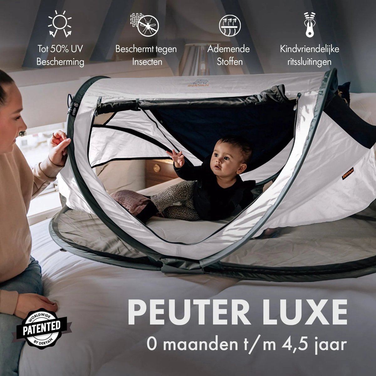 Deryan Peuter Luxe Campingbedje met Matras - Sand thumbnail 4