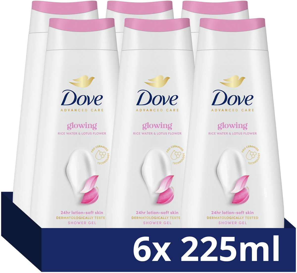 Dove Advanced Care Glowing verzorgende douchegel - 6 x 225 ml