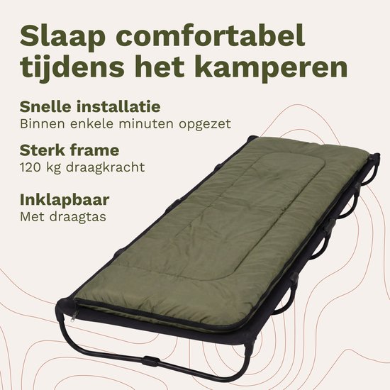 TRVLMORE Veldbed Opvouwbaar - 120KG Draagvermogen - Campingbed Incl. draagtas - Stretcher 1 Persoons - Stalen Frame - 193x66x15 cm - Zwart van Merkloos — afbeelding 3