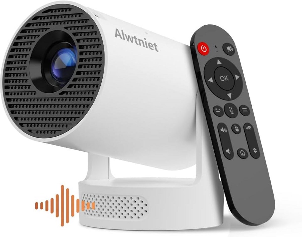 Mini Beamer met 4K Ondersteuning, WiFi 6, Bluetooth 5.4 en Draaibare Ontwerp - Draagbare Projector voor Thuis en Buiten