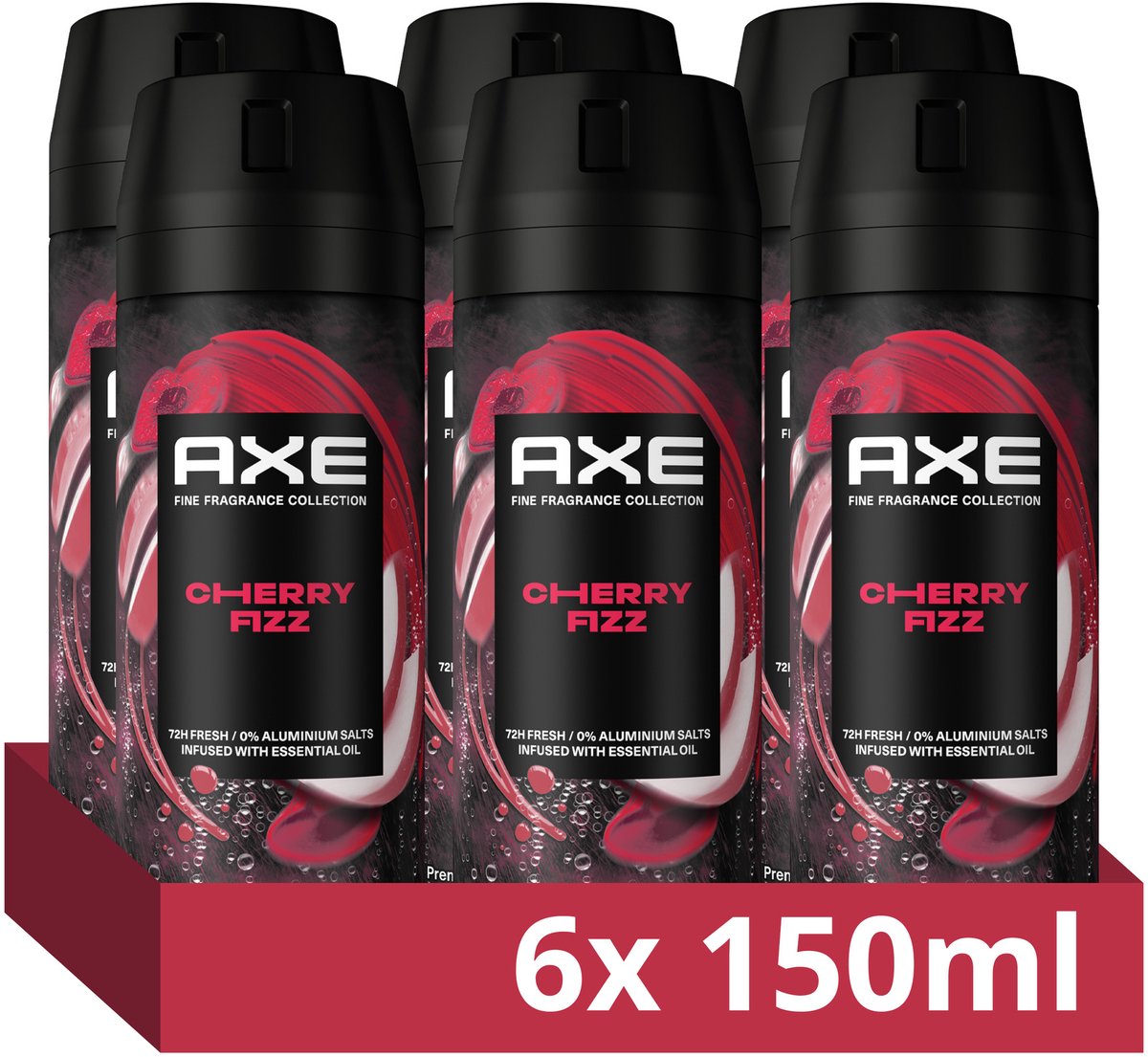 AXE - Premium Deodorant Bodyspray - Fine Fragrance Collection - Cherry Fizz - 6 x 150 ml - Voordeelverpakking