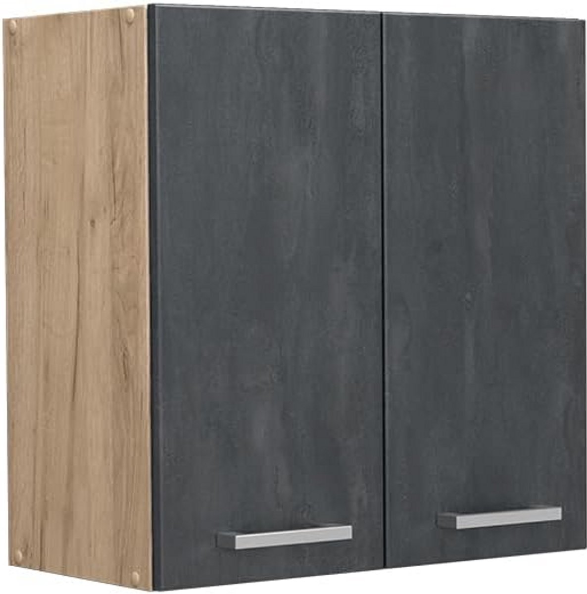 Moderne Hangkeukenkast 60 cm in Zwart en Eikenstructuur