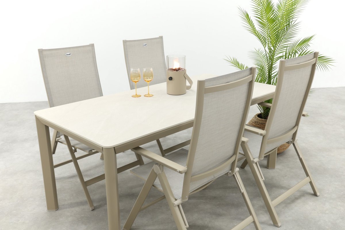 Hartman Napoli/Kyra verstelbare tuinset voor 4 personen 180x90 cm. - Latte – foto 8