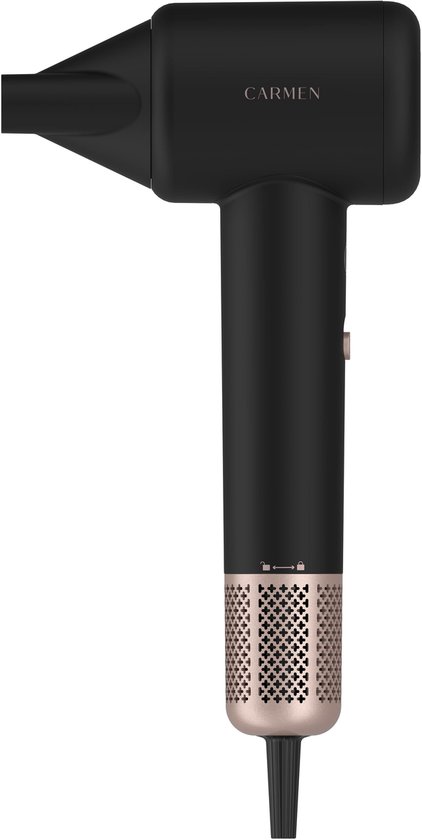 Carmen CHD1630B - Föhn met Diffuser voor Krullen - Haardroger - 3 Warmtestanden - Warm/Koud - Zwart