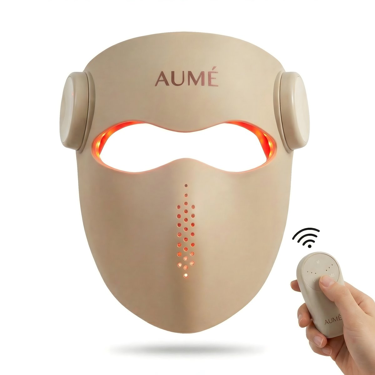 AUMÉ® LED Masker – Red Light Therapy - Collageen Masker - Infrarood Masker - Lichttherapie Gezichtsmasker - Huidverjonging - Beige - 288 Led Lampjes