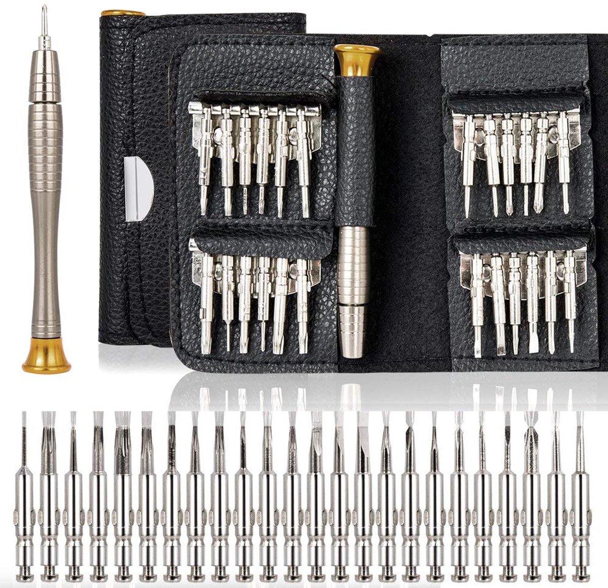 Schroevendraaierset – Precisie – Niet-magnetische draaikop – 25 stuks – Voor pc, bril, telefoon, horloge, camera