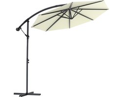 Soontrans – Zweefparasol Kantelbaar – 3m Parasol – Tuinparasol met voet – Balkonparasols Aluminium Frame – Strandparasols Polyester – Voor Tuin Terras Balkon – Beige