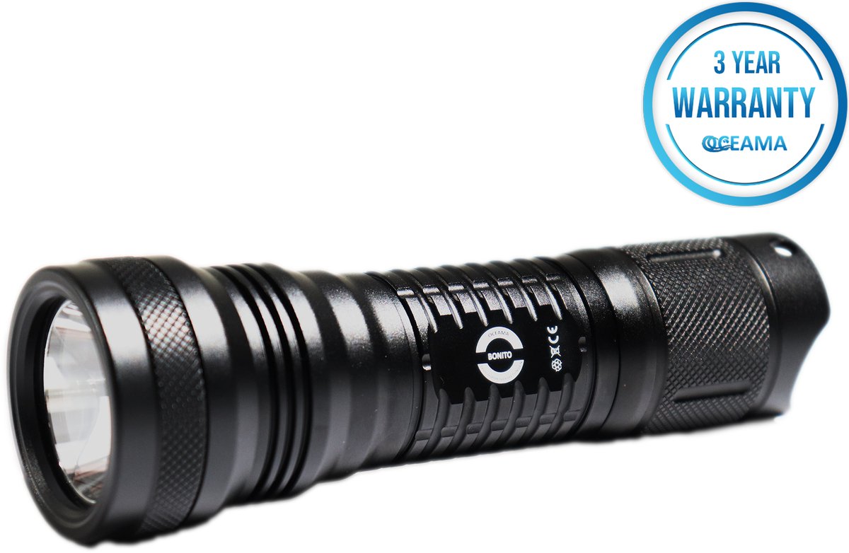 Oceama Bonito - Duiklamp - Zaklamp voor onderwater - LED 1200 Lumen - Zwart