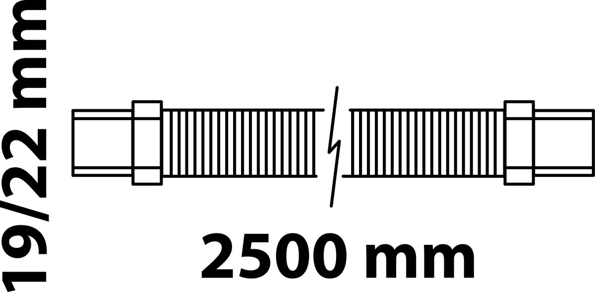 KIRCHHOFF WAS Spiral-Afvoerslang Met Ophanging - 2,5 m - voor 3/4"T Binnen ø: 19 mm/22 mm
