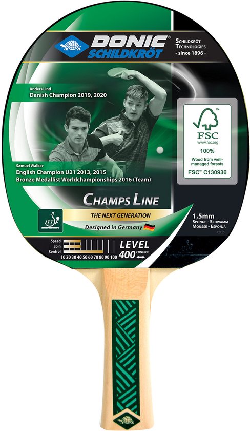 Donic Schildkröt Batte de Tennis de Table Champs Line 400 Zwart