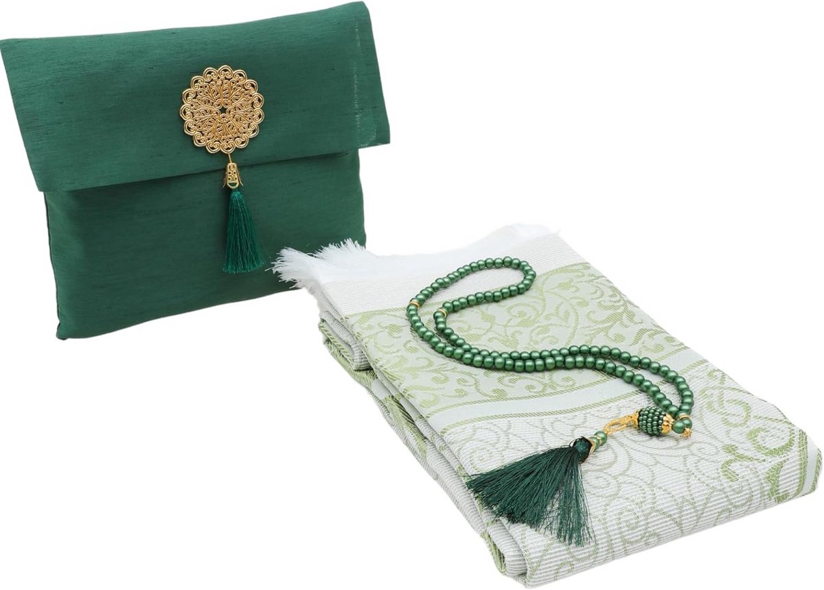 Compleet Islamitisch Gebedspakket: Gebedskleed, Tasbih en Draagtas